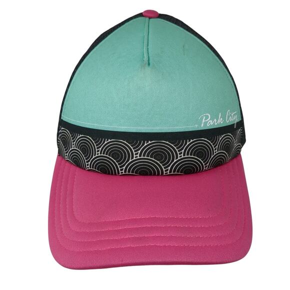 Park City Snapback Trucker Hat Multicolor One Size Adjustable Mesh Back Trick - Picture 1 of 8